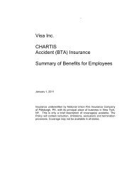 Visa Inc. CHARTIS Accident (BTA) Insurance Summary of Benefits ...