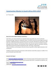 JSB Market Research: Construction Market in South Africa 2015-2019