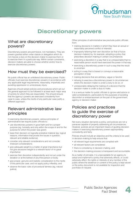 4 Discretionary powers - NSW Ombudsman