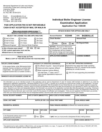 Individual Boiler Engineer License Exam Application. - Advanced ...