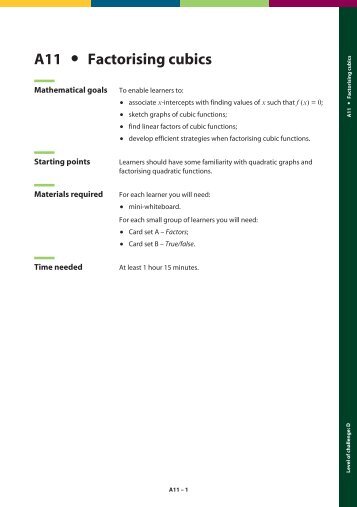 A11 Factorising cubics - Great Maths Teaching Ideas