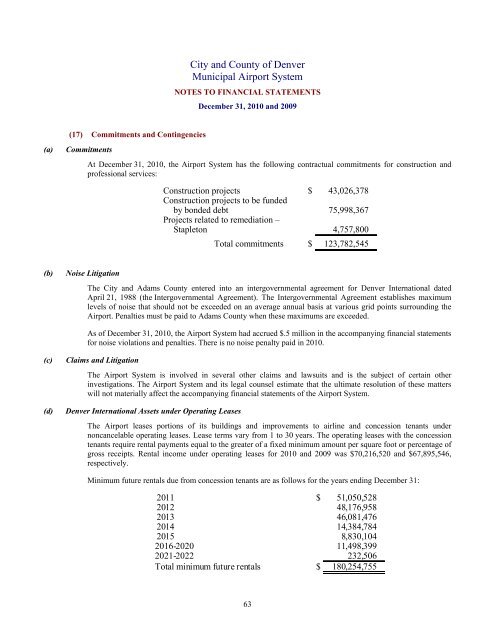 City and County of Denver Municipal Airport System ANNUAL ...