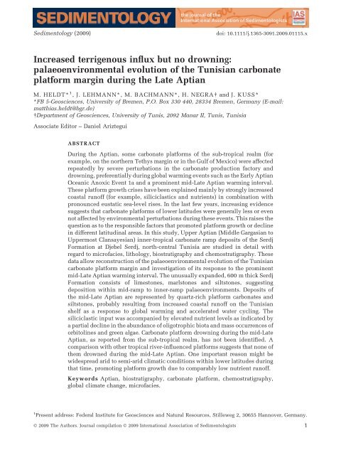 palaeoenvironmental evolution of the Tunisian carbonate platform ...