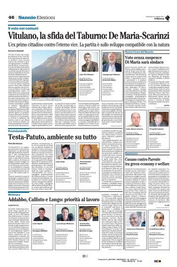 Vitulano,lasfidadelTaburno:DeMaria-Scarinzi - Il Mattino