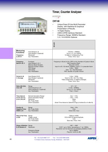 Timer, Counter Analyser - Aspen Electronics