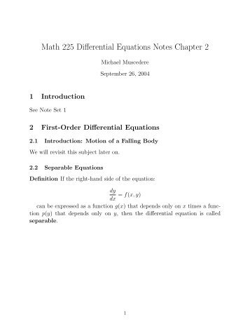 Math 225 Differential Equations Notes Chapter 2