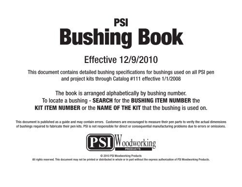 Bushings: Complete Book - Penn State Industries