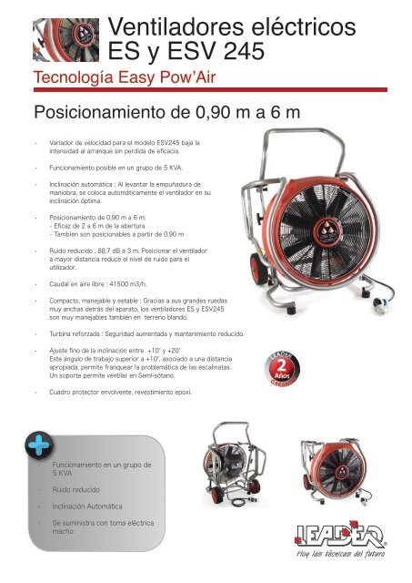 Ventiladores elÃ©ctricos ES y ESV 245 - Leader