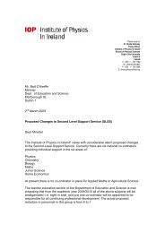 Letter to Minister for Education re reduction in Second Level Support ...