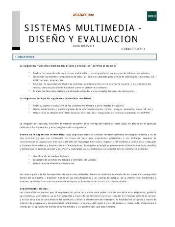 SISTEMAS MULTIMEDIA - DISEÃO Y EVALUACION - uri=ieec.uned