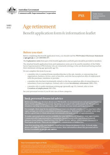 Age retirement benefit application - PSS