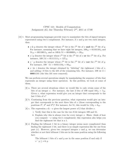 CPSC 121: Models of Computation Assignment ... - Ugrad.cs.ubc.ca