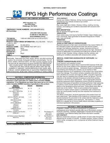 MATERIAL SAFETY DATA SHEET SECTION 1 ... - PPG Industries