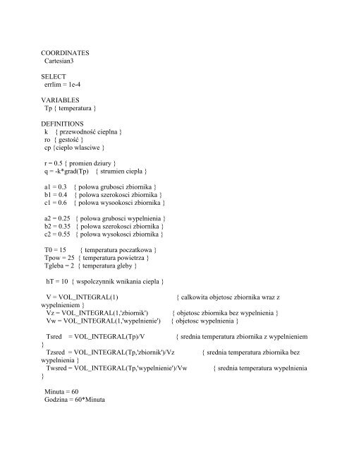 Program FlexPDE w zastosowaniu do symulacji pÃ³l temperatury