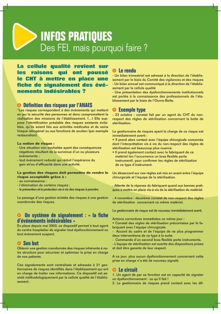 Les FEI, pourquoi faire - Centre Hospitalier Territorial
