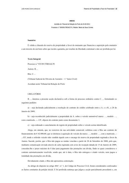 Reserva de Propriedade a Favor do Financiador