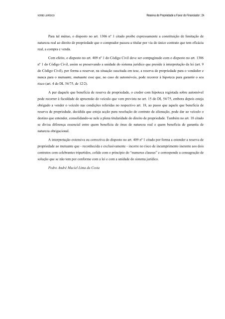 Reserva de Propriedade a Favor do Financiador