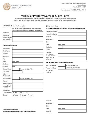 Automobile Property Damage claim form - NYC Office of the ...