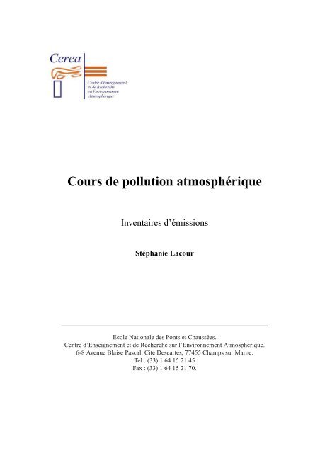 Cours de pollution atmosphérique - Cerea - ENPC