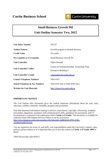 Download a copy of the Small Business Growth 502 Unit Outline