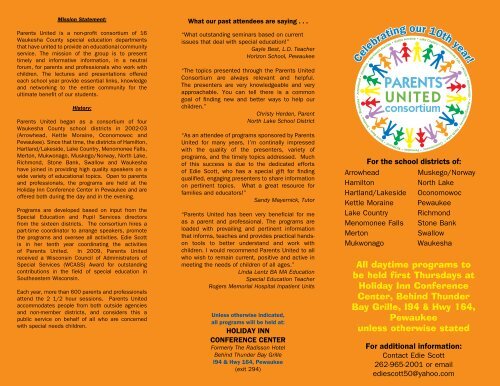 Parents United Brochure - School District of Waukesha