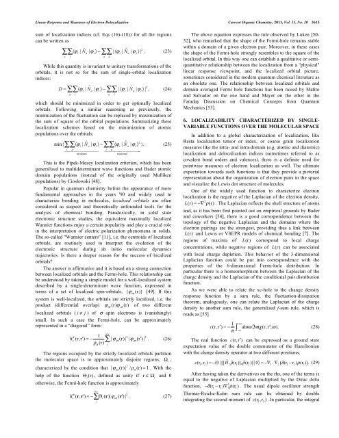 Linear Response and Measures of Electron Delocalization ... - CRM2