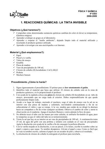 1. reacciones quÃ­micas: la tinta invisible