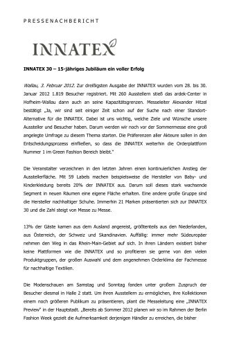 Nachbericht_INNATEX_30_03.02.2012 - Innatex - MUVEO GmbH