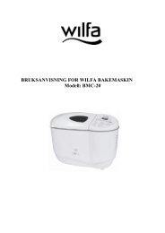 BRUKSANVISNING FOR WILFA BAKEMASKIN Modell: BMC-20