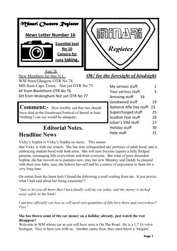 Newsletter 16 - August 2000