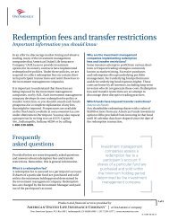 Redemption fees and transfer restrictions - OneAmerica