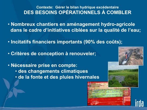 Conception des ouvrages hydro-agricoles dans un ... - Ouranos