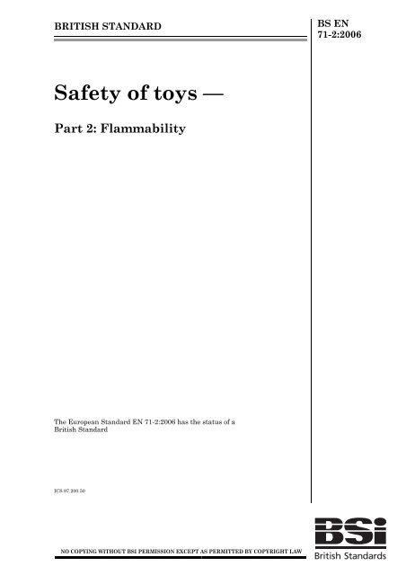 Safety Of Toys A Part 2 Flammability