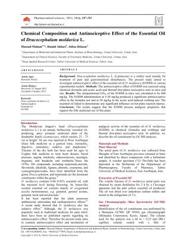 Chemical Composition and Antinociceptive Effect of the ... - Journals