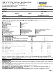 IEEE WCNC 2008 Conference Registration Form