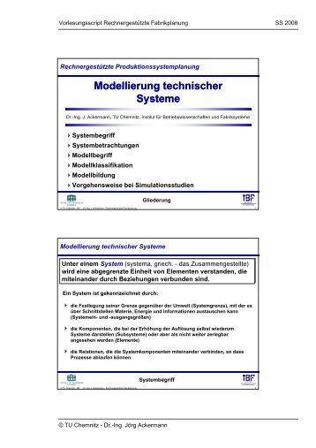 Modellierung technischer Systeme Modellierung technischer Systeme