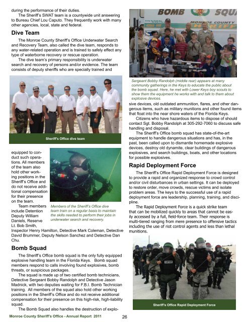 Annual Report, Year 2011 - Monroe County Sheriff's Office