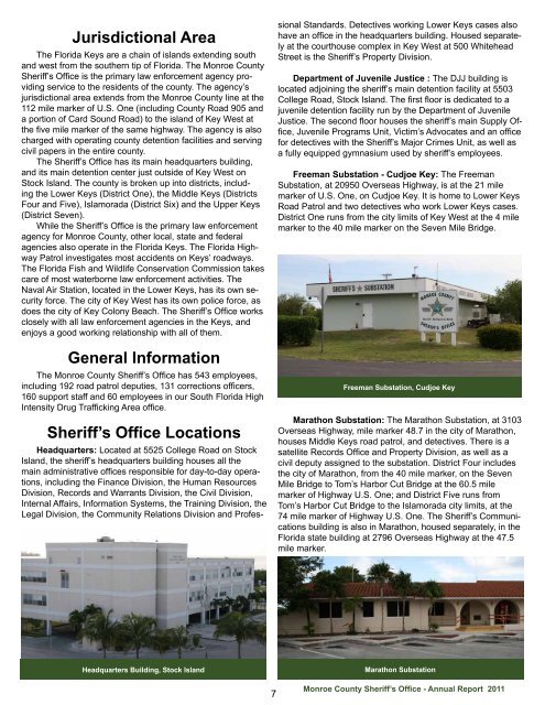 Annual Report, Year 2011 - Monroe County Sheriff's Office