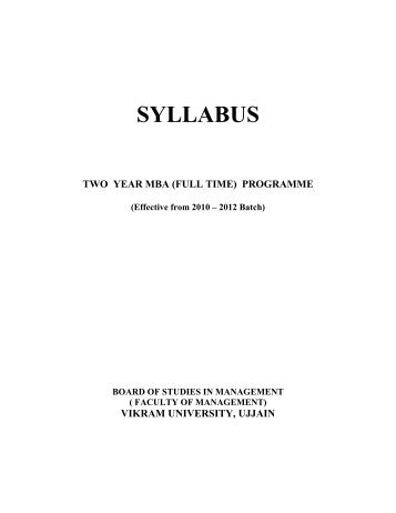 SYLLABUS - Vikram University