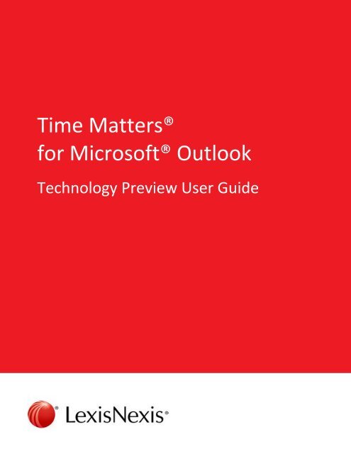 Time Matters® for Microsoft® Outlook User Guide - LexisNexis ...
