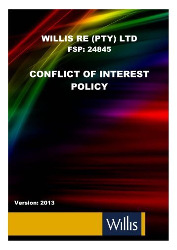 CONFLICT OF INTEREST POLICY - Willis Re