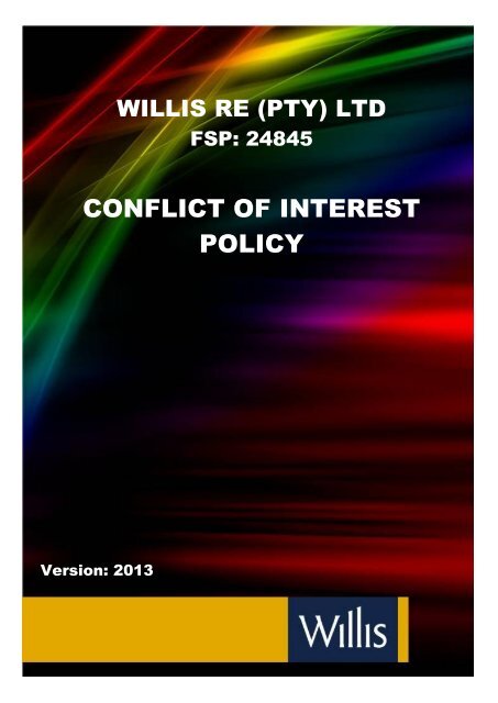 CONFLICT OF INTEREST POLICY - Willis Re