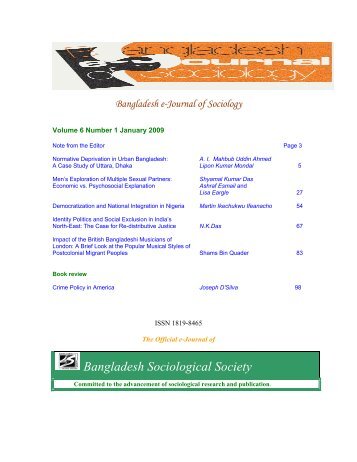 Bangladesh e-Journal of Sociology - Bangladeshsociology.org