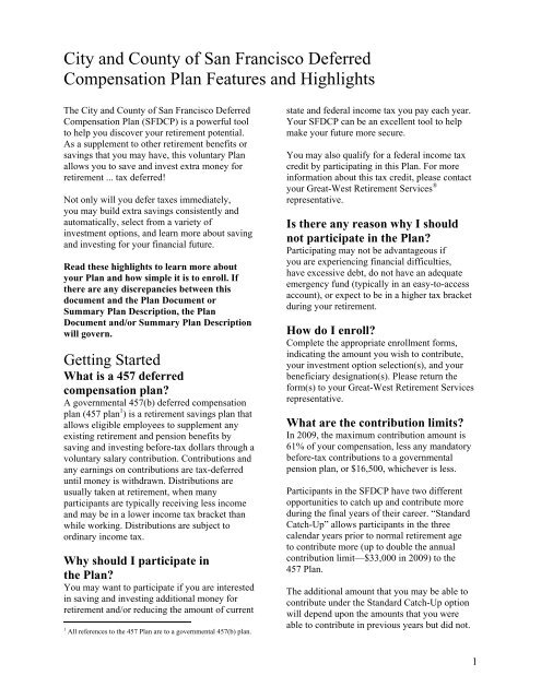 City and County of San Francisco Deferred Compensation Plan 