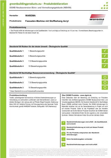 DGNB - Fassaden-Markise (PDF) - Warema