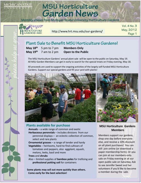 Plant Sale To Benefit Msu Horticulture Gardens Department Of