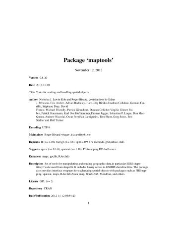 Package 'maptools' - open source solution for an Internet free ...