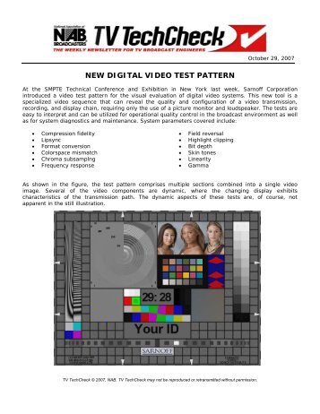 NEW DIGITAL VIDEO TEST PATTERN - National Association of ...