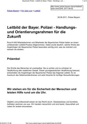 Leitbild der Bayer. Polizei - Handlungs- und Orientierungsrahmen ...