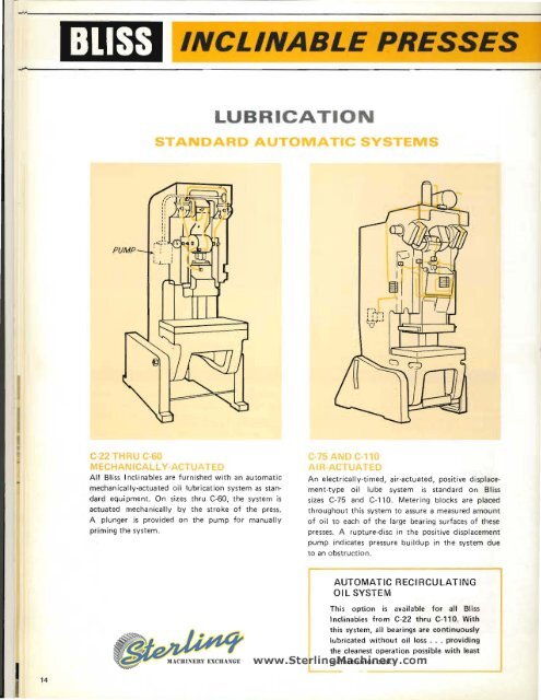 Bliss C series Presses Brochure - Sterling Machinery